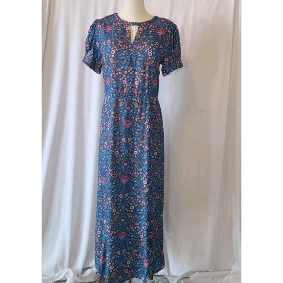 J. McLaughlin Womens Blue Floral Ferra Silk Maxi Dress US 6 - Picture 2 of 6